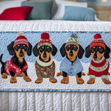 Chloe - Quilted Bed Runner - Christmas Dachshund