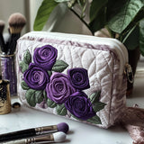 Quilted Cosmetic Bag with Elegant Petals