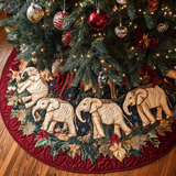 Tropical Treasures Christmas Quilted Tree Skirt