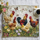 Quilted Placemat - Enchanting Chickens & Flowers