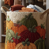AUTUMN PUMPKIN PATCH FOR THANKSGIVING | HANDMADE QUILTED LAUNDRY BASKET