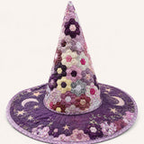Handmade Quilted Witch Hat – Hexagon Patchwork with Star Motifs
