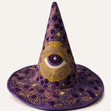 Handmade Quilted Witch Hat – Mystical Moon Eye under the Stars