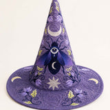 Handmade Quilted Witch Hat – Mystical Purple Moon and Stars
