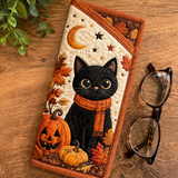Quilted Glasses Case – Black Cat with Halloween Witch Hat