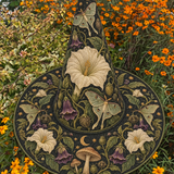 Handmade Quilted Witch Hat – Raven in a Lily Garden