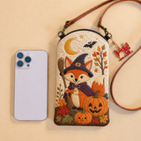 Slim Quilted Phone Crossbody Bag – Witch Fox in a Pumpkin Patch