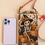 SKELETON AND SUNFLOWERS FOR HALLOWEEN | SLIM QUILTED CROSSBODY BAG