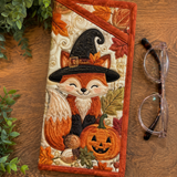Quilted Glasses Case – Witch Fox and Halloween Pumpkins