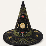 Handmade Quilted Witch Hat – Mushrooms in a Dark Enchanted Forest