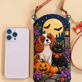 CAVALIER AND BLACK CAT FOR HALLOWEEN | SLIM QUILTED CROSSBODY BAG