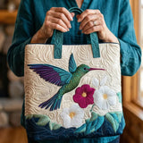 HUMMINGBIRD AND WHITE FLOWER | HANDCRAFTED QUILTED BAG
