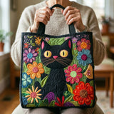 HANDCRAFTED QUILTED BAG "CHARMING BLACK CAT"